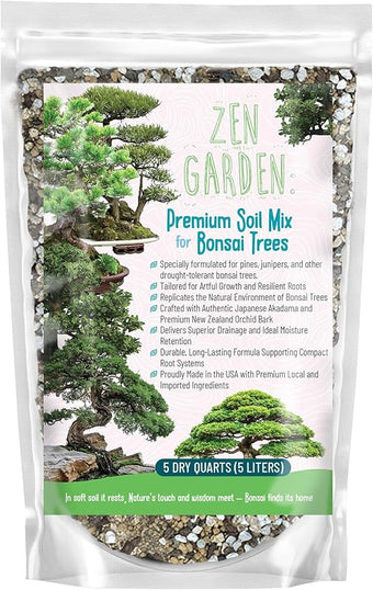 GARDENWISE Zen Garden Bonsai Soil Mix – Fast-Draining & Organic for Junipers, Pines, and Drought-Tolerant Bonsai Trees – Handcrafted in The USA with Japanese Akadama & Pumice (1 Quart)
