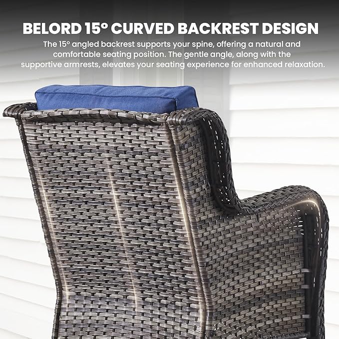 Belord Outdoor Wicker Furniture 5 Pieces Patio Furniture Set Patio Wicker Chairs with Ottomans Conversation Set for Porch Garden Deck Balcony Poolside