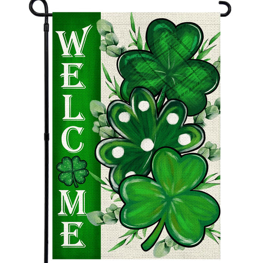 Agroon St Patricks Day Shamrocks Garden Flag 12x18 Inch
