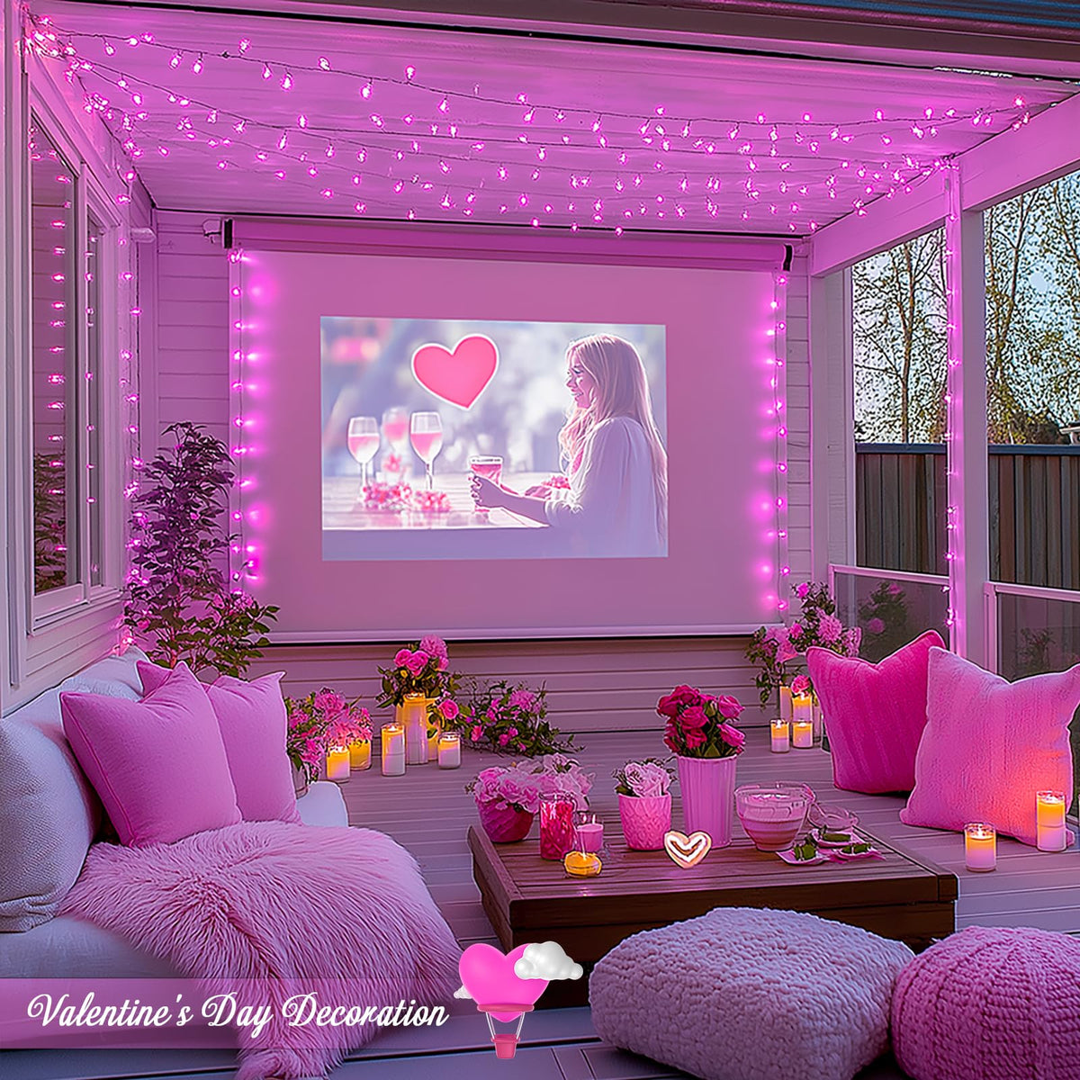 JMEXSUSS 8 Modes 163ft 500 LED Pink Christmas Lights with Remote