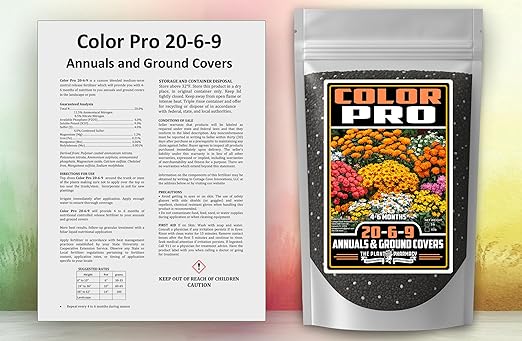 Fertilizer Commercial Grade | Color Pro 20-6-9 | 1 Pound | Custom Professional Mix Blend | Controlled Release for Annuals & Groundcovers | 6 Month Nutrition | Balanced NPK Formula with Micronutrients