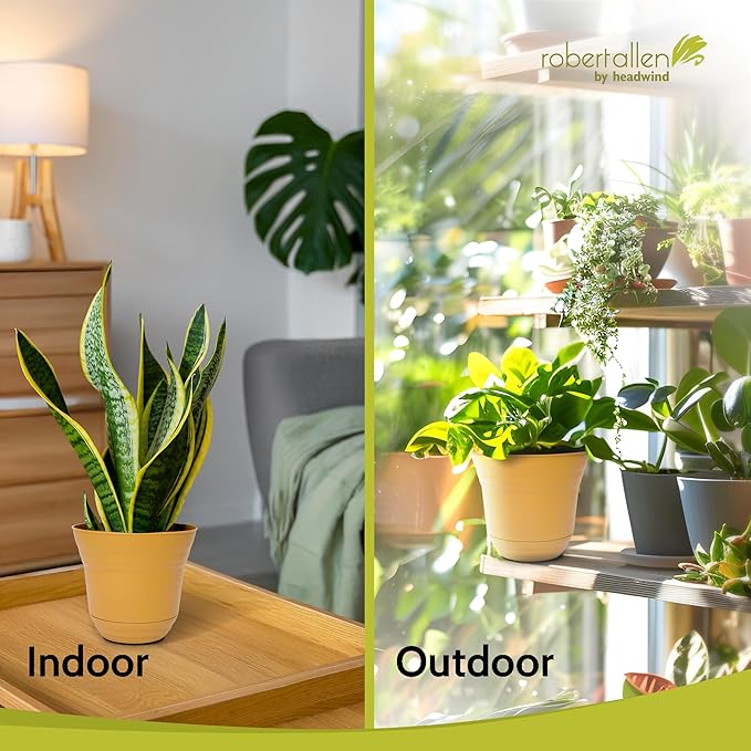 Headwind Traverse Planters – 5" 2 Pack Plastic Plant Pot in Harvest Yellow - Indoor & Outdoor Pots for Plants with Drainage - Decorative Plant Pot, Flower Pots Outdoor for Garden by Robert Allen