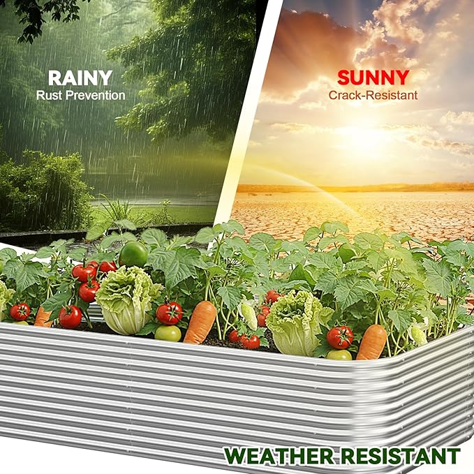 3 Pack Tall Raised Beds for Gardening, Corrugated Galvanized Steel Raised Garden Bed, Outdoor Metal Above Ground Garden Bed for Vegetables and Flowers-4x2FT