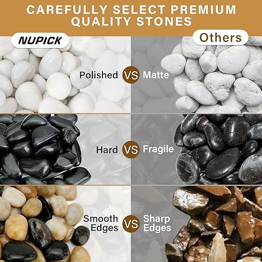NUPICK 3lb White River Rocks for Plants Indoor, 2-3Inch White Pebbles for Vases Fillers, Decorative Gravel for Fish Tank, Natural Polished Stones for Succulent, Bonsai, Landscaping, Bird Baths