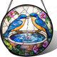Stained Glass Window Hanging, 2 Blue Birds Suncatcher Diamond Glass Panel Hangings Bird Lover Sun Catchers Decor for Birthday for Women, Men, Wife, Aunt, and Mom 14.9 in