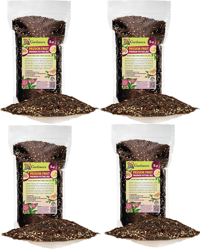 GARDENERA Premium Passion Fruit Potting Soil Mix - Perfect Balance of Nutrients, Drainage, and Aeration for Thriving Passion Fruit Vines - 20 Quart