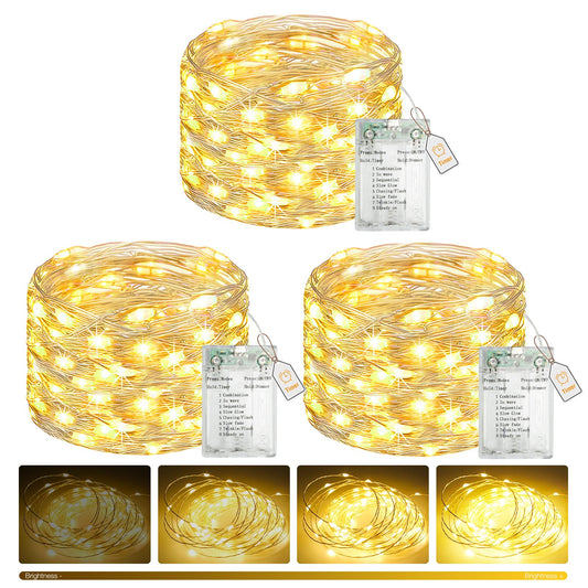 btfarm 3 Pack Fairy Lights Battery Operated, 16FT 50 LED Twinkle Lights