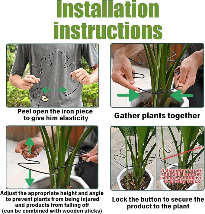 5PCS Monstera Plant Stem Support - 11 * 9.4 Inches, Durable Metal Stake Holder, Adjustable for Indoor Plant Leaf Support. Gentle Clips for Enhanced Stability for Plant Lovers!