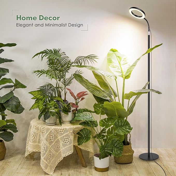 LBW Grow Lights for Indoor Plants Full Spectrum with Stand, Floor Plant Growing Lamp for Large Plants, Auto ON/Off Timer 4/8/12H, 4 Dimmable Levels, 68 inches Adjustable Height