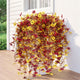 FineCheer 6 Pcs Fall Artificial Hanging Flowers Outdoor, Maroon, Yellow