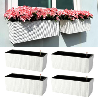 LaLaGreen Window Boxes Planter (20in, 4 Pack) Outdoor Wall Hanging Planters