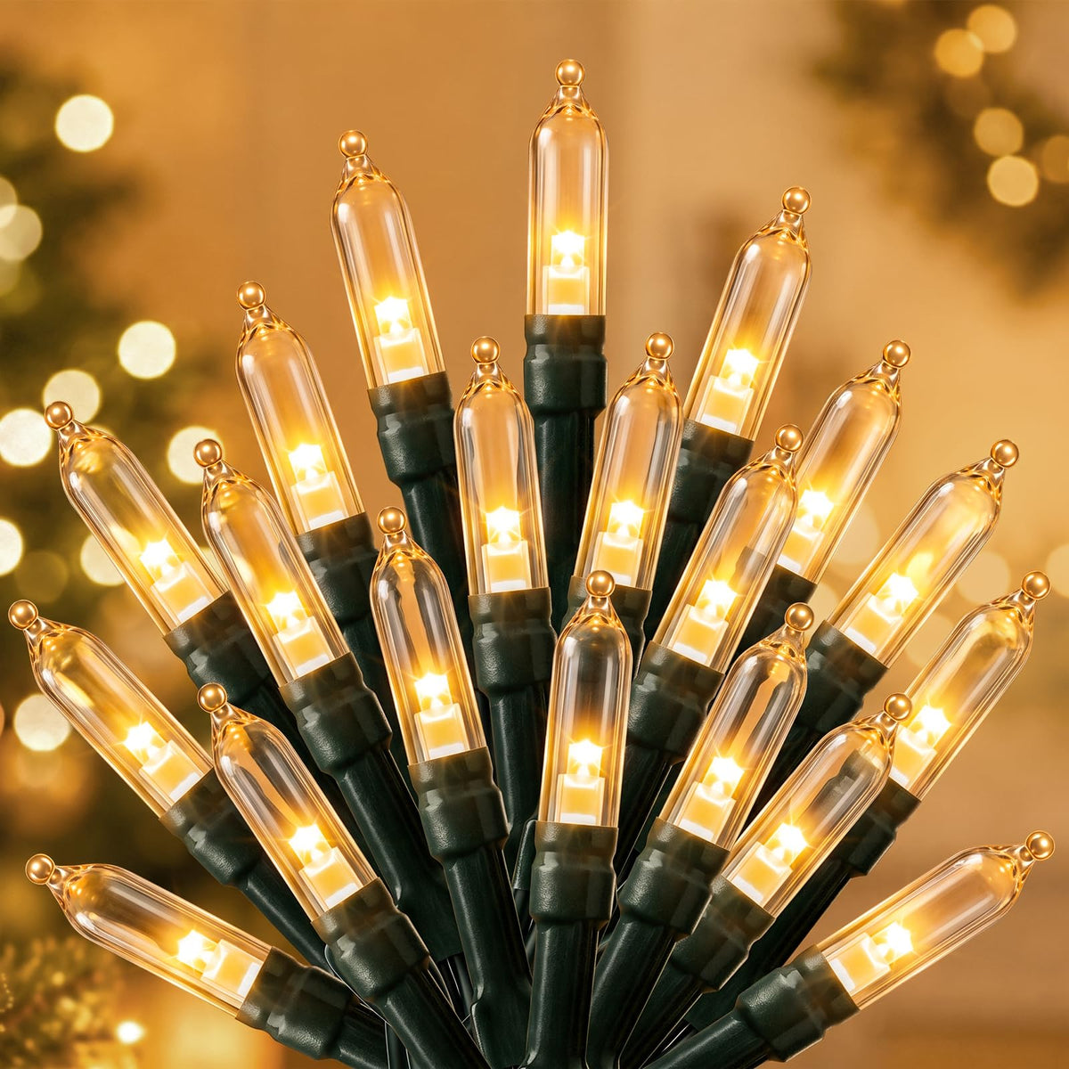 75 Feet 200 LED Christmas Lights, Clear Christmas Tree Lights, Warm White