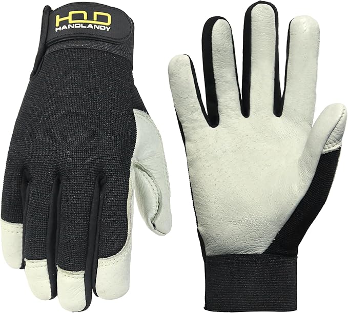 HANDLANDY Work Gloves for Men & Women, Utility Mechanic Working Gloves Touch Screen, Flexible Yard Work Gloves