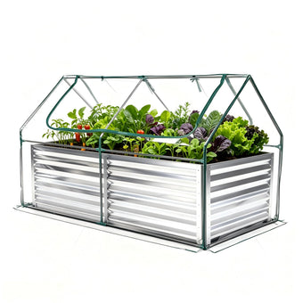 NEWBULIG Galvanized Raised Garden Bed with Cover, 6x3x2ft, Clear