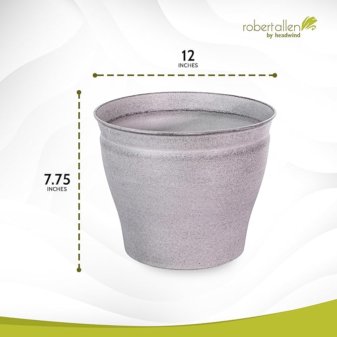 Headwind Natural Ironstone Timberline Collection - 12" Pearl White Decorative Planter for Outdoor Pots for Plants – Modern Indoor Plant Pots, Large & Small Planters for Indoor Plants by Robert Allen