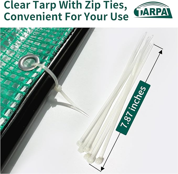 TARPAL 10'x12' Clear Green Tarp Heavy Duty Waterproof 12mil with Grommets or Zip Ties for Large Greenhouses for Outdoors Garden,Farm,Chicken Coops