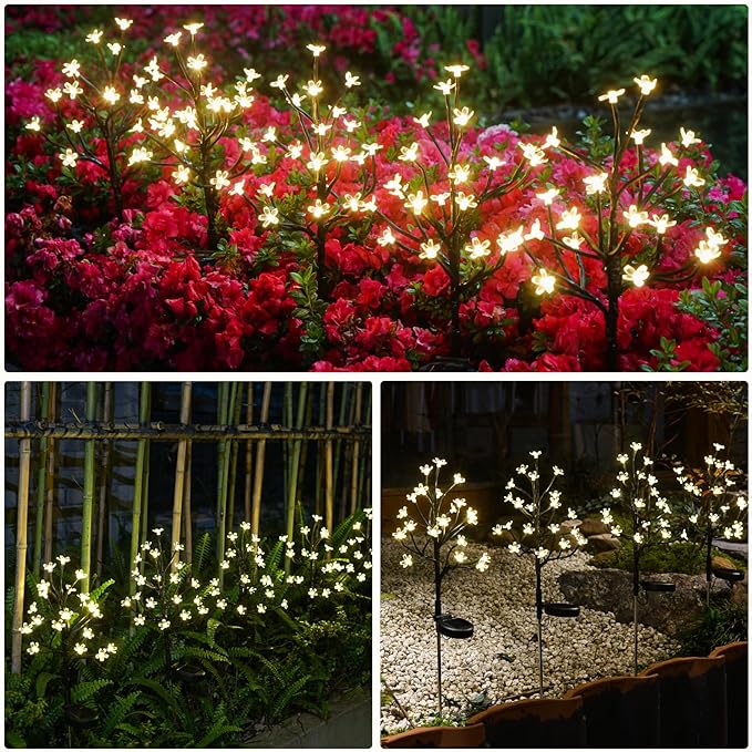 IUEECEN Solar Garden Lights Outdoor,Solar Lights Outdoor Decorative Waterproof for Outside 6Pack, 120Led Solar Flowers Garden Decor, Yard Pathway,Patio Fairy Decorations,Gardening Gifts for Women Mom