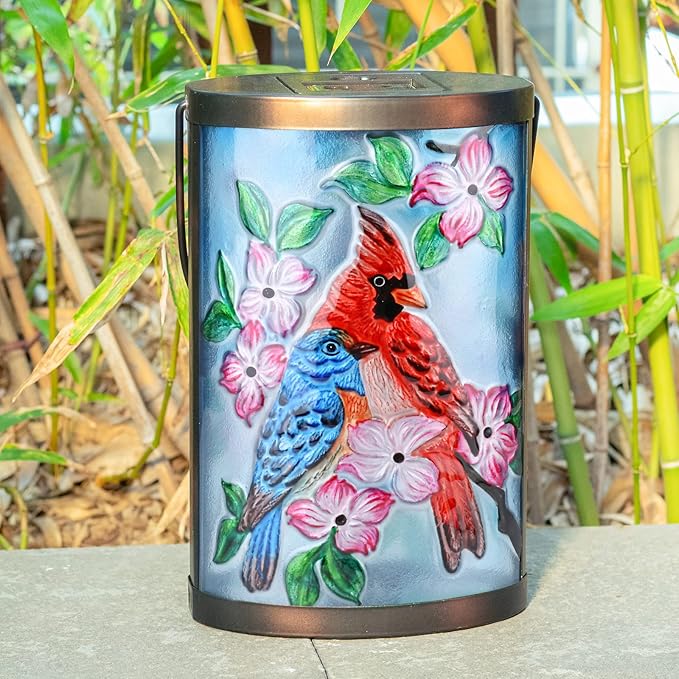 Hanging Solar Lantern Outdoor Bluebird Waterproof LED Cardinal Light Decorative Tabletop Lamp for Patio Garden Yard Decor