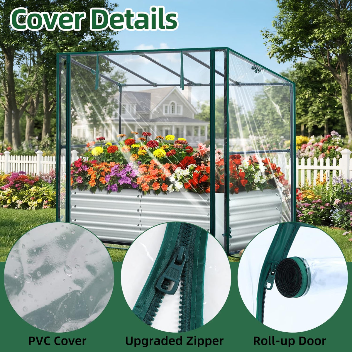 Ohuhu 4x2x1 FT Raised Garden Bed Outdoor with Cover, 3-in-1 Gardening Set