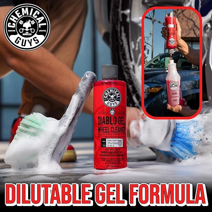 Chemical Guys Diablo Gel Oxygen Infused Foam Wheel & Rim Cleaner, Concentrated Car Wheel Cleaner Safe on All Finishes, Removes Brake Dust, Dirt, Grime, for Cars, Trucks, SUVs, Motorcycles & RVs, 16 oz