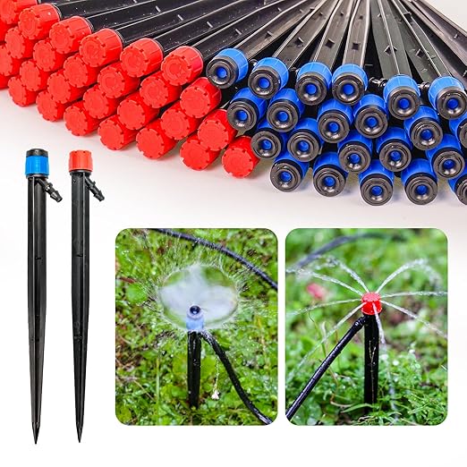 60 Pack Drip Irrigation Emitters Sprays for 1/4 Drip Irrigation Tubing, Irrigation System for Garden (30 Pcs Emitters Vortex + 30 Pcs Emitters Stream)