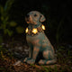 Nacome Dog Statue with Solar Flower Warm Lights Garden Decor