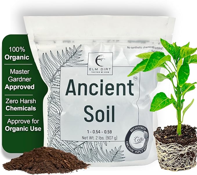 Elm Dirt Premium Ancient Soil for All Plants - Organic Plant Soil for Outdoor Plants & Indoor Plant Soil | Garden Soil for Plant Nutrients Growth & Protect your Plants Bugs - Roots Organic Soil (2lbs)