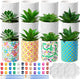Zubebe 12 Pcs Paint Your Own Ceramic Pots Bulk Unfinished Succulent Pots Painting Kit with Drainage Hole Mini Paintable Plant Vase Ready to Paint Planter for Cactus DIY Craft
