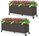 HAPPYGRILL Raised Garden Bed, All-Weather PE Rattan Elevated Planter Box w/Lockable Wheels, Liner for Growing Vegetables Flowers Herbs, Indoor Outdoor Wicker Rolling Gardening Box for Yard Patio (2)