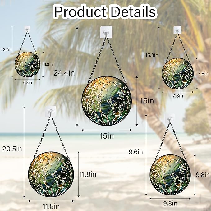 AMDERVEN Stained Glass Suncatcher, Yellow Green Gradient Flower Sun Catcher Plants Stain Glass Window Hanging Decoration Mother's Day Birthday Gifts for Women Men Mom and Nana 11.8 in