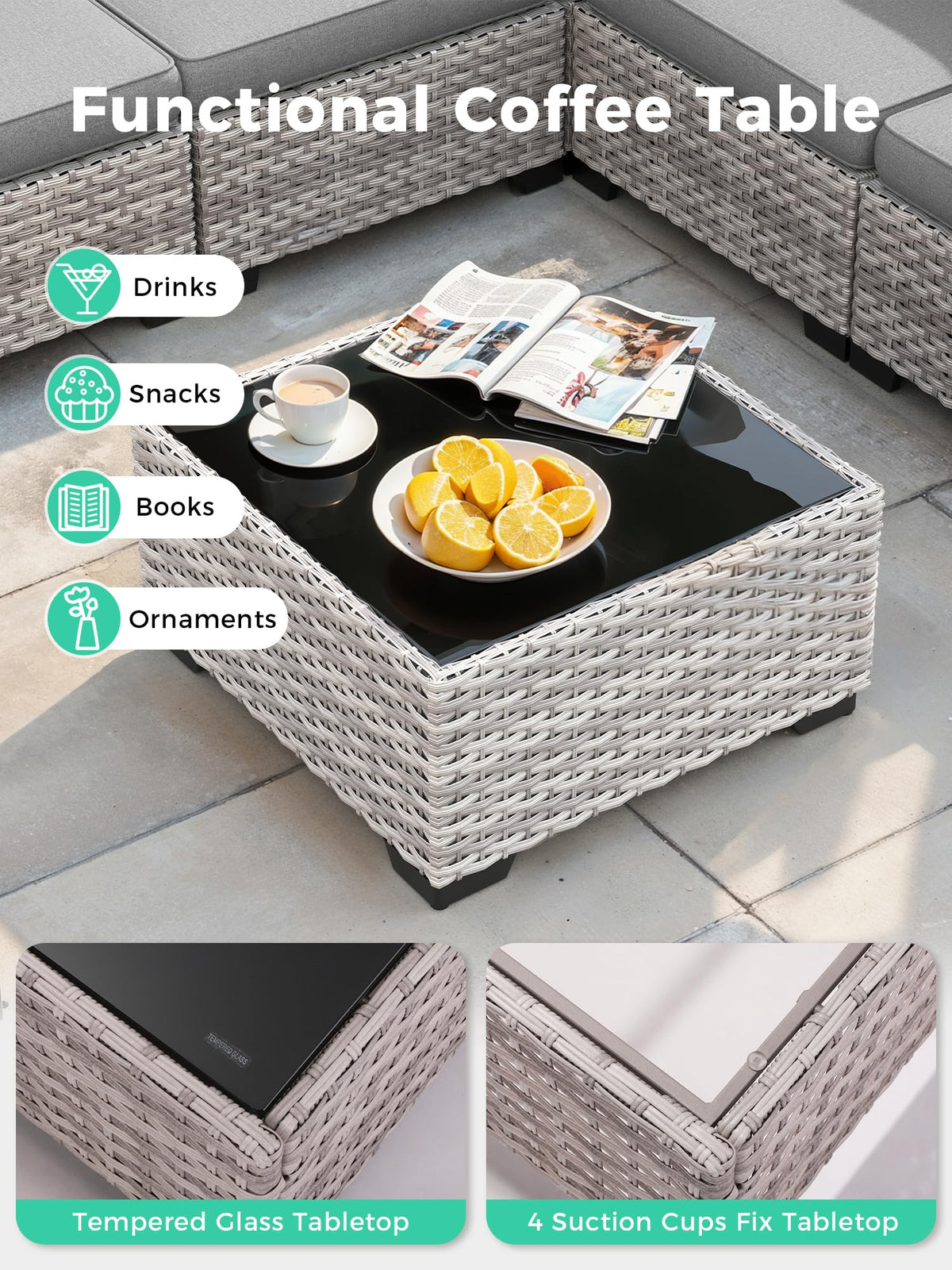 9 Piece Outdoor Wicker Patio Furniture Set with Swivel Chairs