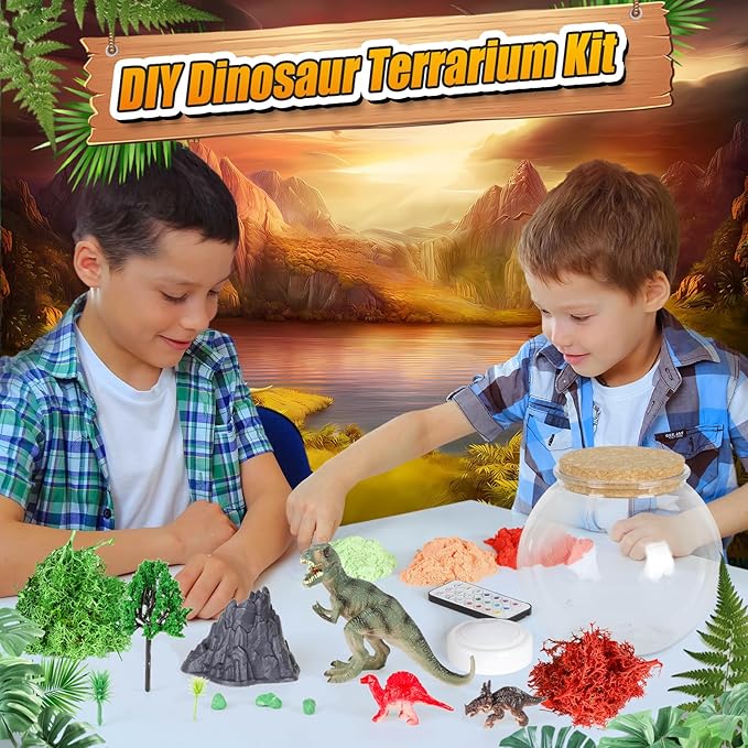 Dinosaur Activities Toys-Dinosaur Terrarium Craft Kits for Boys-Birthday Gifts for Kids Age 4 5 6 7 8 Years Old