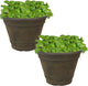 Sunnydaze 20-Inch Franklin Large Plant Pot - Polyresin Round Outdoor Planter with Drillable Drainage Hole - 2 Pack - Sable