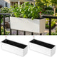 LaLaGreen Balcony Flower Boxes Over the Rail (16 Inch, 2 Pack) White Rectangular Self-Watering Railing Planters with Metal Brackets, Plastic Window Box for Outdoor Plants Herbs Deck Fence Garden