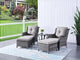 HUMMUH 5 Pieces Patio Bistro Set Wicker Patio Chairs Set of 2 with Ottomans and Side Table Rattan Outdoor Furniture Conversation Set for Yard,Garden,Porch…