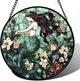 JOSUMALY Stained Glass Window Hanging - Teal Sleeping Mermaid Suncatcher for Door Terrace Garden Home Decor, Sea of Flowers Sun Catcher Birthday Gifts for Lovers Women Men Dad Mom Nana 7.8 in