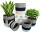 Planter Basket Set – 5-Piece Handwoven Jute Planter Basket for Home Decor, Nursery, or Indoor Plants (5'' to 8'' Diameter, 4.75'' to 7.75'' Height) – Wrinkle Free - Gray, Black & Natural Stripe