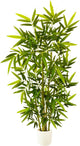 Artificial Bamboo Tree, 5ft Tall Fake Bamboo Plant with White Planter, Faux Trees with 5 Trunks and Lifelike Leaves for Indoor Outdoor Home Office Décor