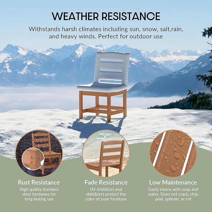 WestinTrends Ashore Outdoor HDPE Patio Classic Armless Dining Side Chair, Teak