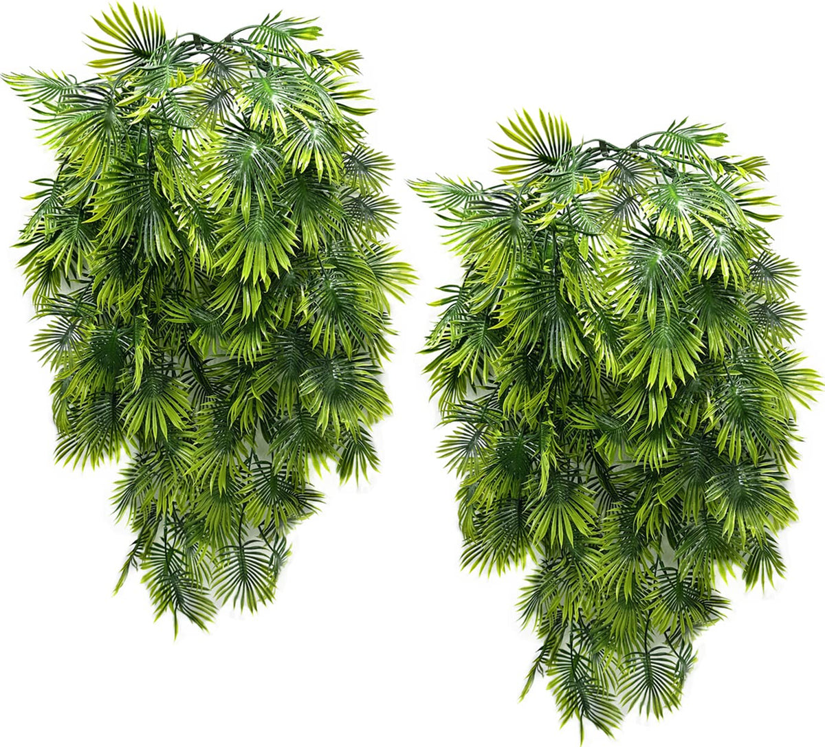 PASYOU Artificial Hanging Vines Plants, Fake Tropical Ivy Plant Faux Greenery Fan Leaves Vine Plastic Foliage Boston Fern Leaf for Indoor Outdoor Garden Wedding Party Christmas DIY Decoration 4 Pack