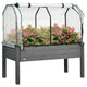 Outsunny Raised Garden Bed with PE Greenhouse Cover 48x22x46 inch Dark Gray