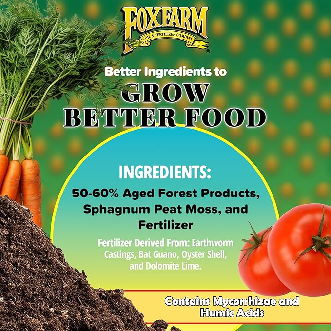 FoxFarm Raised Bed Planting Mix, 1.5cu ft - All-Purpose Garden Soil with Earthworm Castings & Oyster Shell - Ready-to-Use Blend for Vegetables, Flowers, Fruits & Herbs