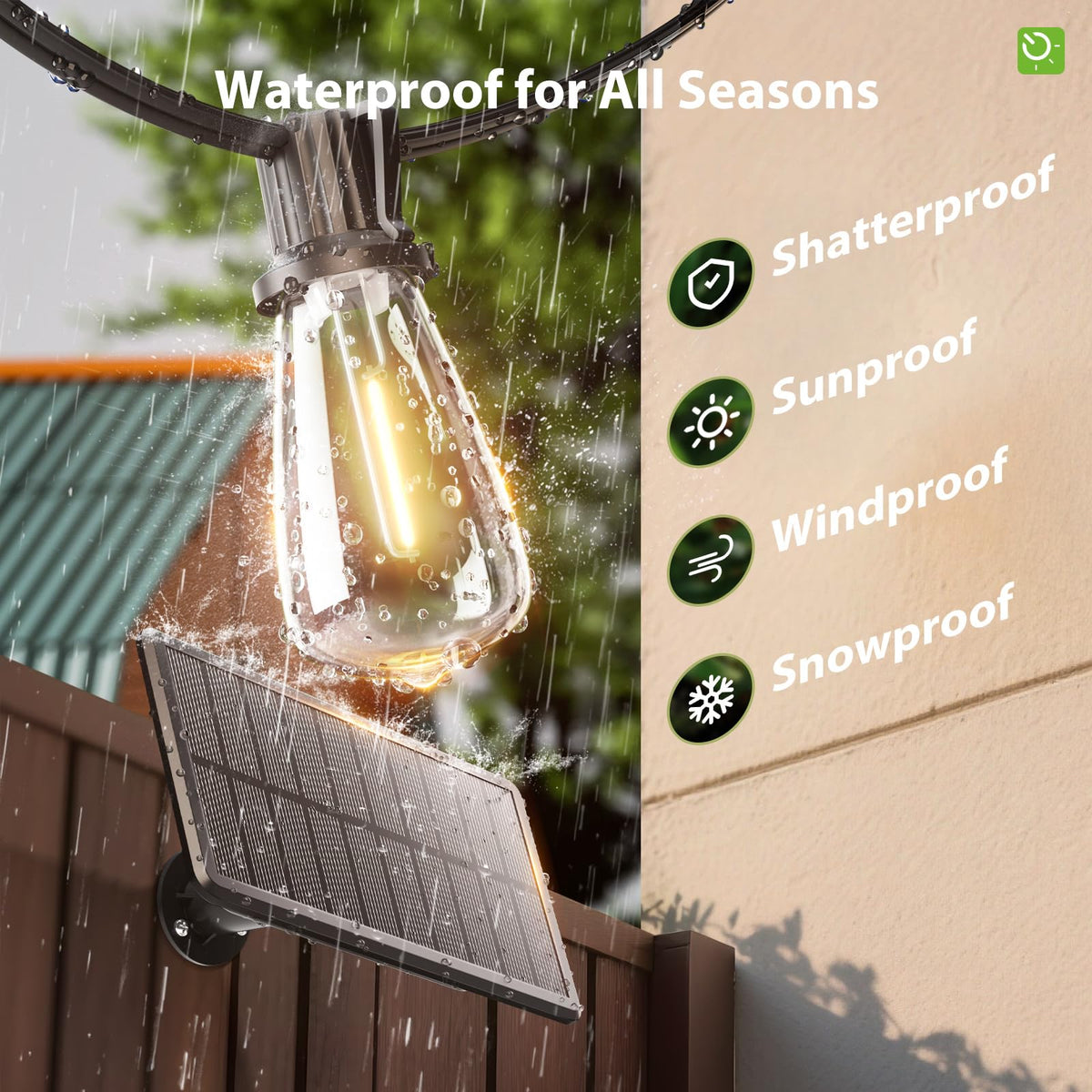 KYY 54FT Solar String Lights Outdoor Waterproof with USB Charging & Remote
