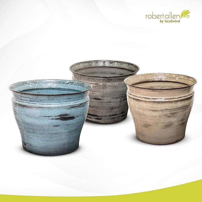 Headwind Glazed Ironstone Vanhorne Collection – 12" Luna Brown Decorative Plant Pot – Lightweight & Triple Coated w/Drainage Flower Pots for Indoor Plants & Outdoor Planter Use by Robert Allen