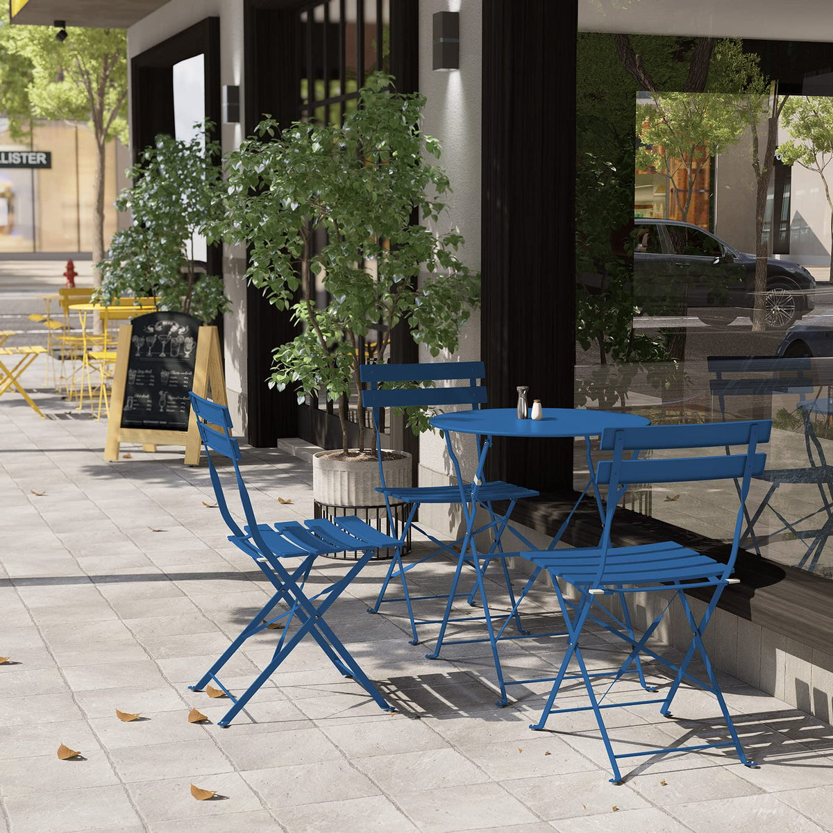 Grand patio 3-Piece Folding Patio Bistro Set Outdoor Porch, Peacock Blue