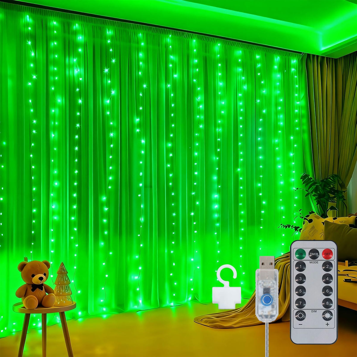 300LED Fairy Curtain Lights 9.8ft x 9.8ft LED Dimmable Twinkle Lights