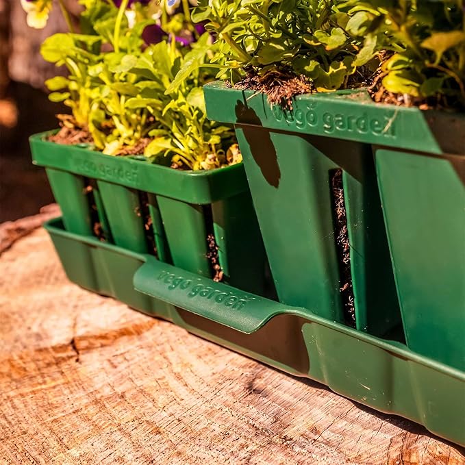 Vego garden Seedling Suite Products, 8 Pack Jumbo Seedling Trays with 10" x 20" Bottom Watering Trays