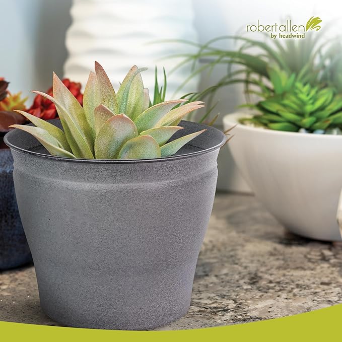 Headwind Natural Ironstone Timberline Collection - 10" Slate Grey Decorative Planter for Outdoor Pots for Plants – Modern Indoor Plant Pots, Large & Small Planters for Indoor Plants by Robert Allen