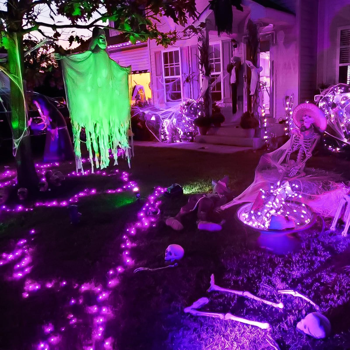 JMEXSUSS 8 Modes 163 FT 500 LED Purple Halloween Lights with Remote