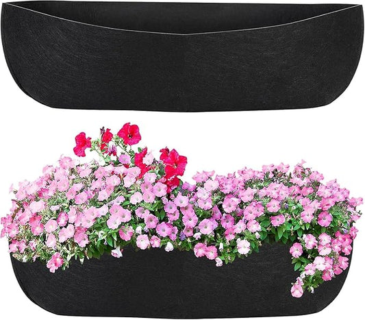 Augshy 36 Inch Planter Liners for Window Box, 2Pcs Window Basket Liners Fabric Planter Liners Hanging Flower Box Liner Felt Trough Planter Insert Non-Woven Plant Liner Replacement for Garden Planters